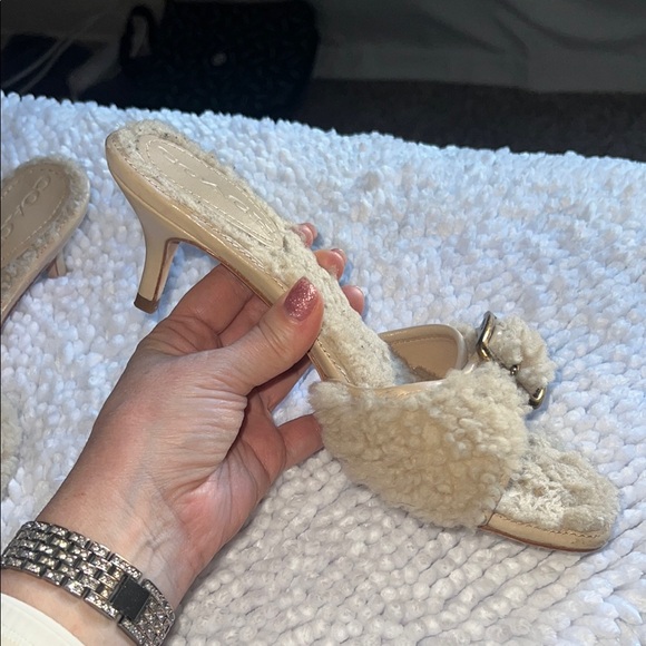 Coach Shearling Slide Sandals with Buckle - Picture 2 of 7